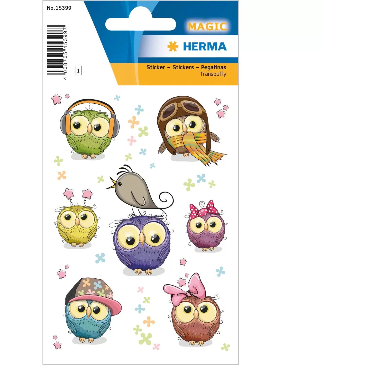 HERMA Sticker MAGIC Eulenkinder Transpuffy