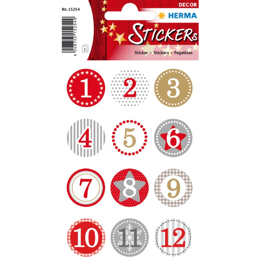 HERMA DECOR ADVENTSKALENDERZ.1-24. ROT Ø 2 cm