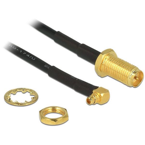DELOCK Antennenkabel RP-SMA Buchse zum Einbau > MMCX 90 Stecker 320mm