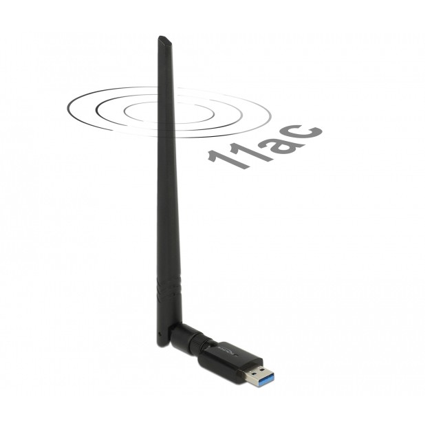 DELOCK USB 3.0 Dualband WLAN ac/a/b/g/n Stick 867 + 300 Mbps mit externer Antenne