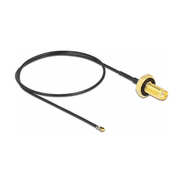 DELOCK Antennenkabel SMA Buchse zum Einbau zu MHF 4L LK Stecker 1.37 35cm Gewindelnge 10mm spritzwassergeschtzt