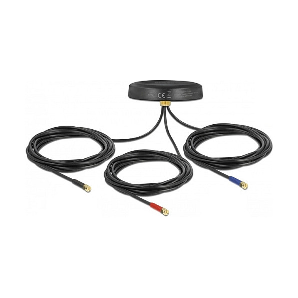 DELOCK Multiband LTE UMTS GSM GNSS Antenne 3xSMA Stecker omnidirektional Dachmontage schwarz outdoor
