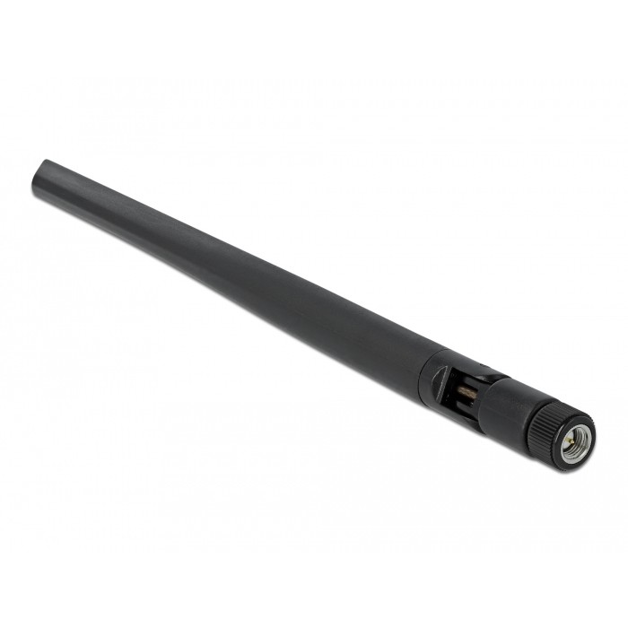 DELOCK 5G 3.4-3.8GHz Antenne SMA Stecker 5dBi 20cm omnidirektional mit Kippgelenk und flexiblem Material schwarz