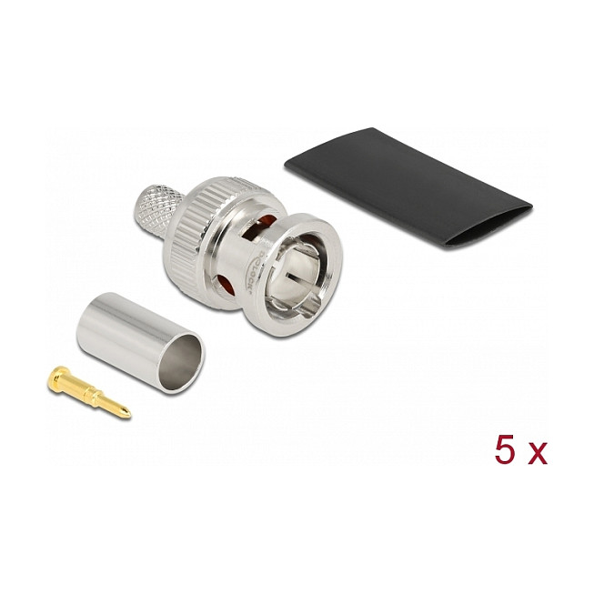 DELOCK BNC Stecker zum Crimpen RG59 mit passendem Schrumpfschlauch