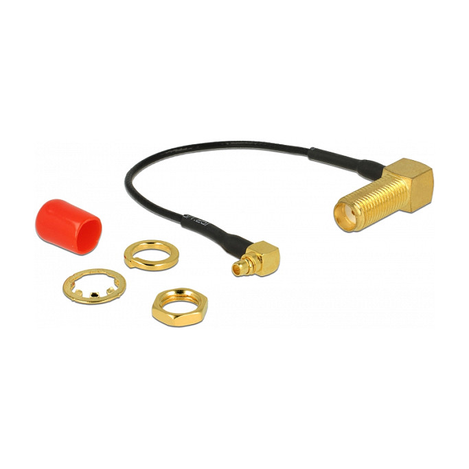 DELOCK Antennenkabel SMA 90 Buchse zum Einbau > MMCX 90 Stecker 10cm 1.37 Gewindelnge 13mm