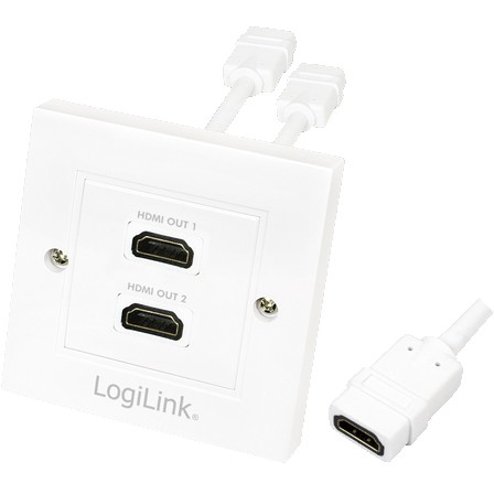 Logilink HDMI Adapter. wall socket. 2-port. white