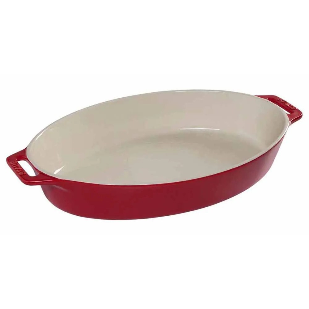 Staub Auflaufform Keramik. oval. Kirsche. 37cm