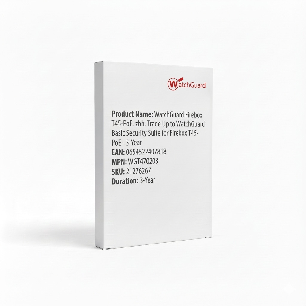 WatchGuard Firebox T45-PoE. zbh. Trade Up to WatchGuard Basic Security Suite for Firebox T45-PoE - 3-Year