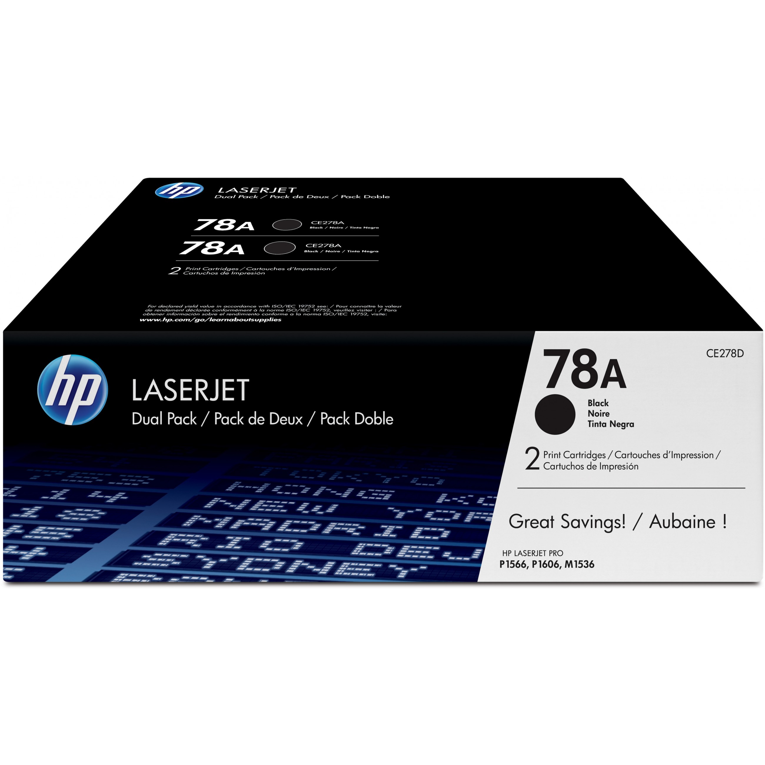 HP 78A original LaserJet Toner cartridge CE278AD black standard capacity 2.100 pages 2-pack
