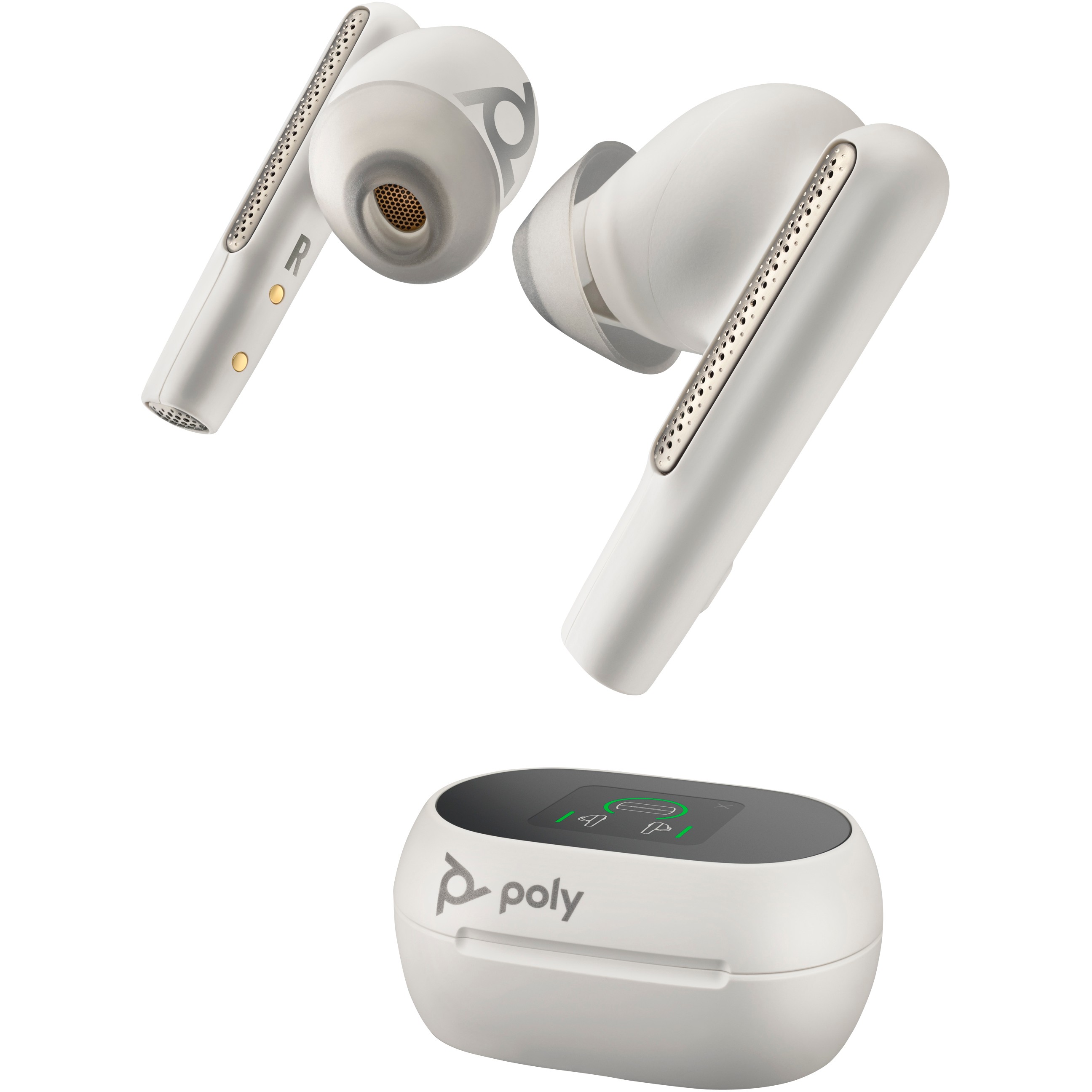 Poly Koffer mit Ladefunktion touchscreen weiß USB-A