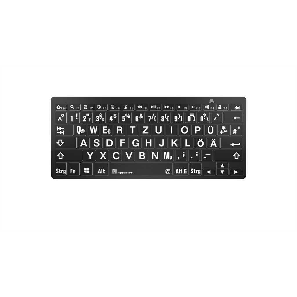 LogicKeyboard XL-Print White on Black DE (PC/BT)