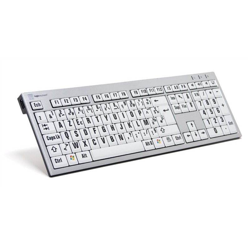 Logickeyboard XL-Print Alu Black on White FR (PC/Slim)