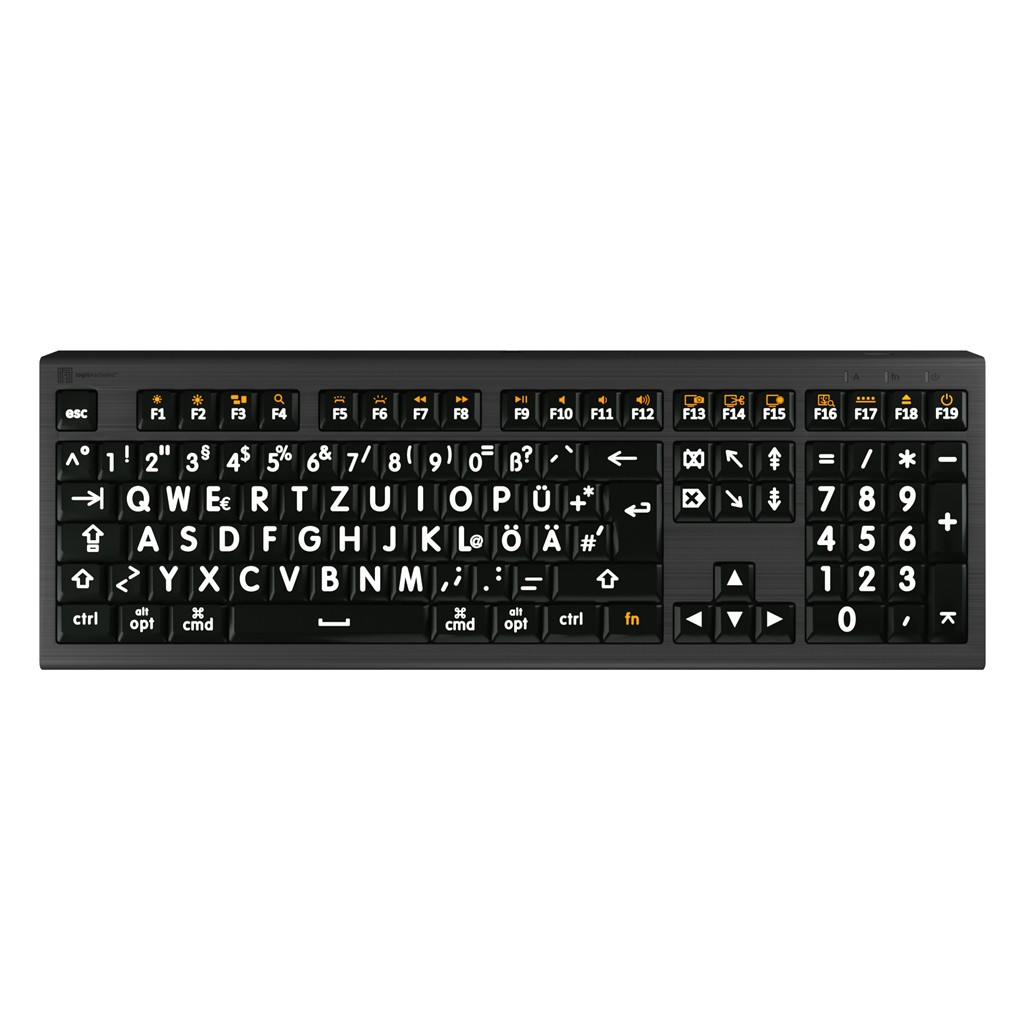 LogicKeyboard XL-Print Astra 2 White on Black DE (Mac)