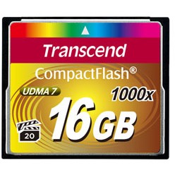 CARD CompactFlash Card 16GB Transcend TS16GCF1000. MLC