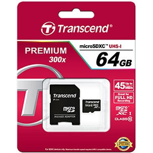 CARD microSD Card 64GB Transcend SDXC Class10 w/adapter