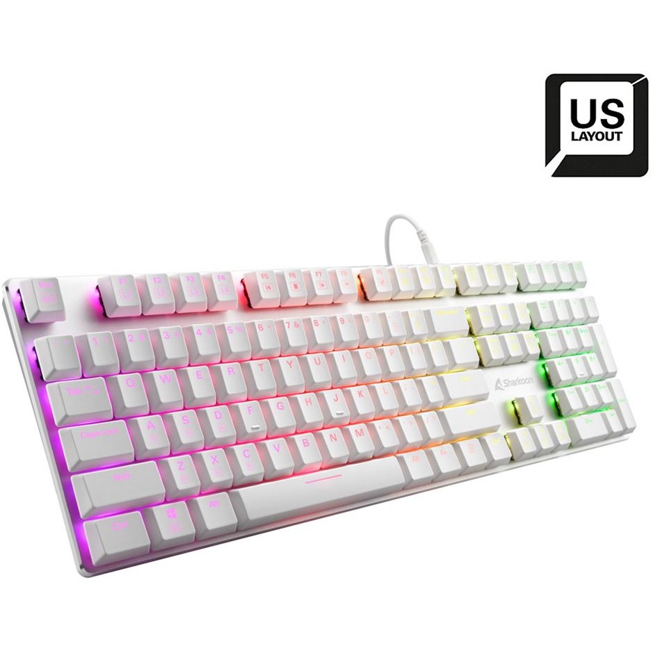 Sharkoon PureWriter RGB (wei. US-Layout. Kailh Choc Low Profile Blue)