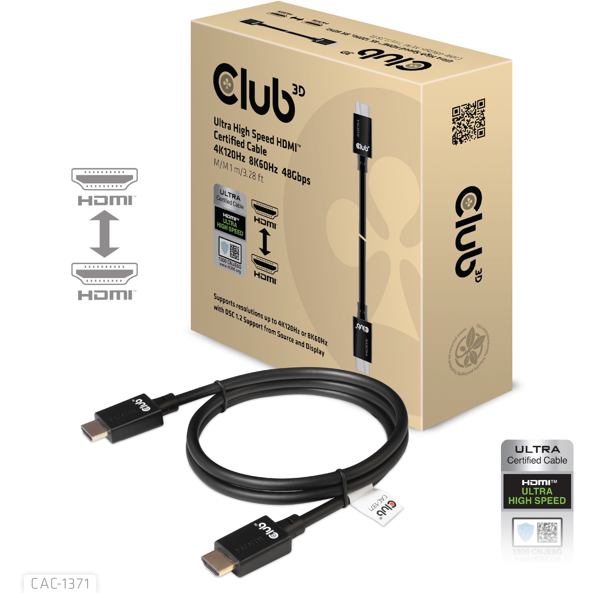Club3D HDMI-Kabel A -> A 2.1 Ultra High Speed 10K HDR 1m retail
