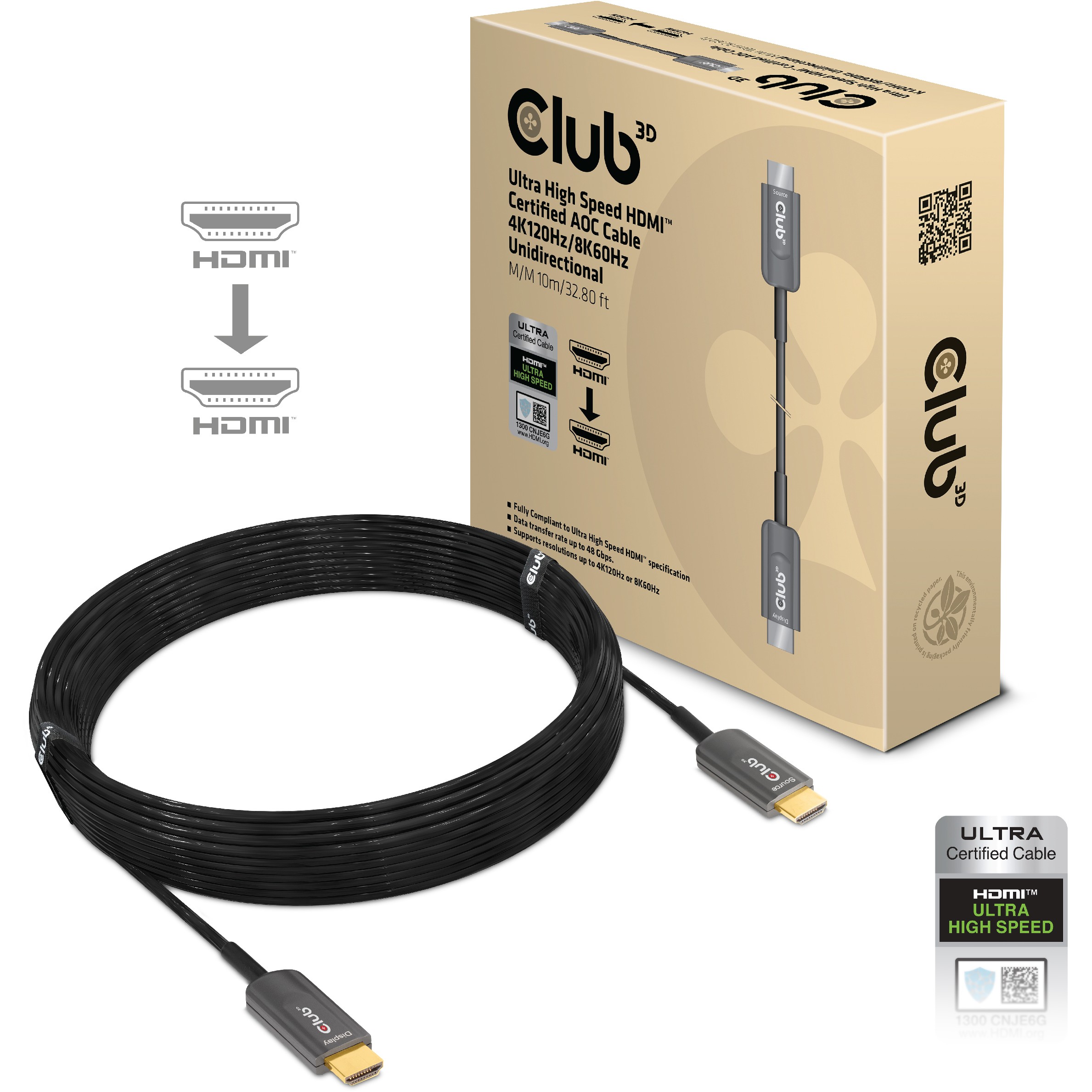 Club3D HDMI-Kabel A -> A 2.1 aktiv opt. 8K60Hz UHD 10 Meter retail