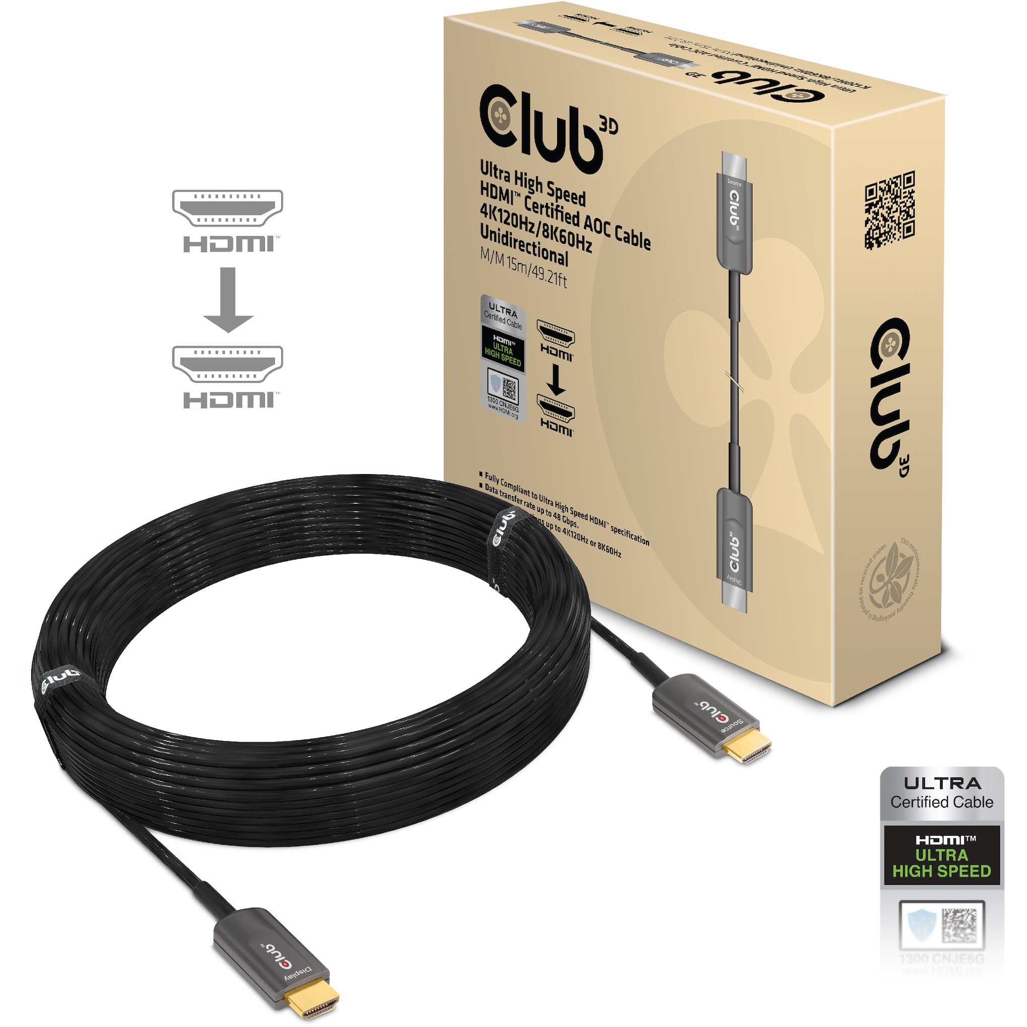 Club3D HDMI-Kabel A -> A 2.1 aktiv opt. 8K60Hz UHD 15 Meter retail