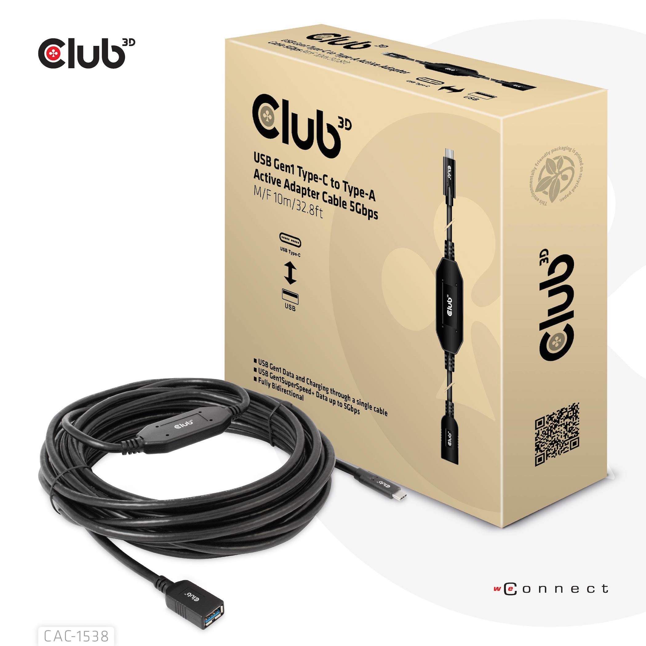 Club3D Kabel USB 3.2 Typ C <> USB Typ A 5Gbps St/Bu 10m