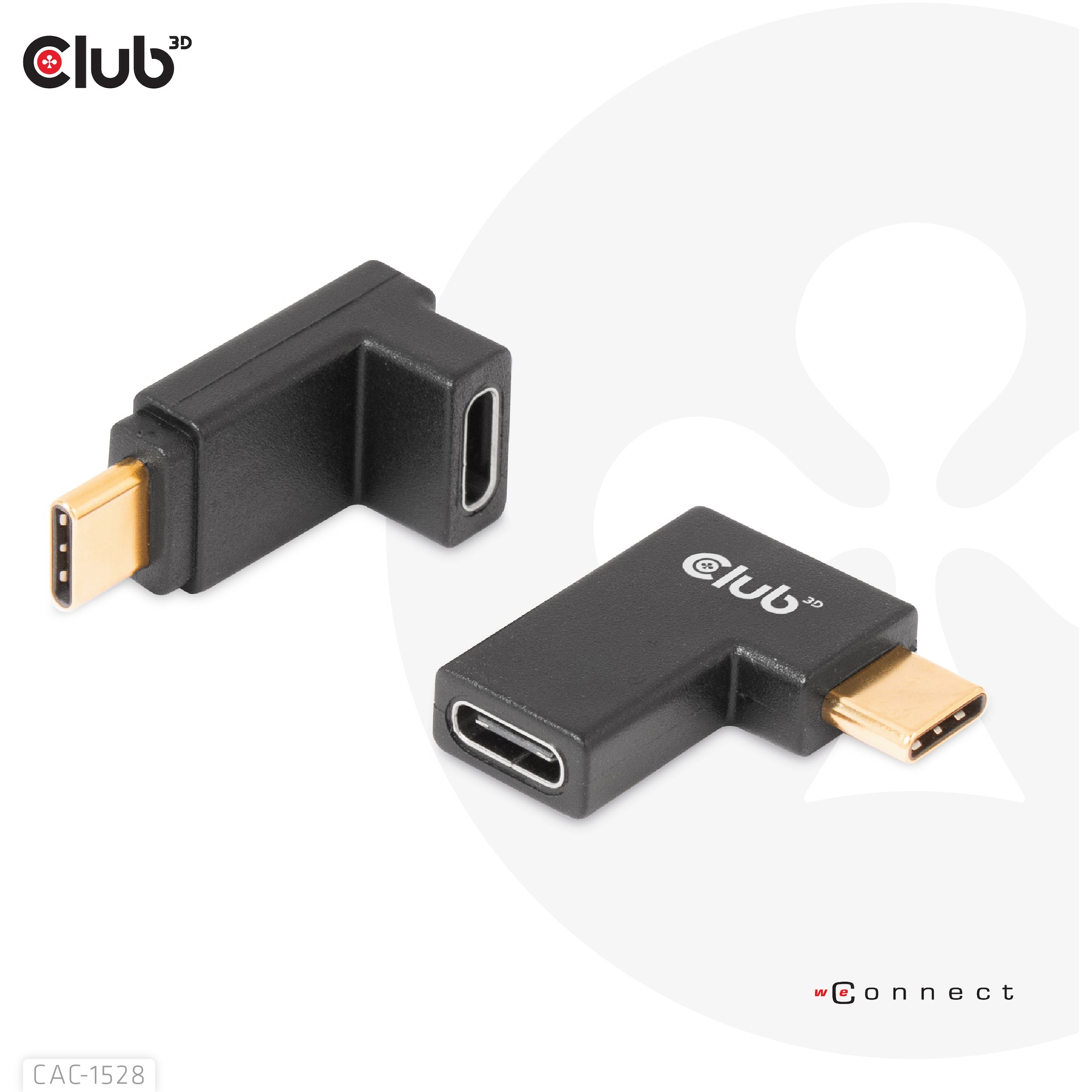 Club3D Adapter USB 3.2 Typ C <> USB 3.2 Typ C gewinkelt St/Bu