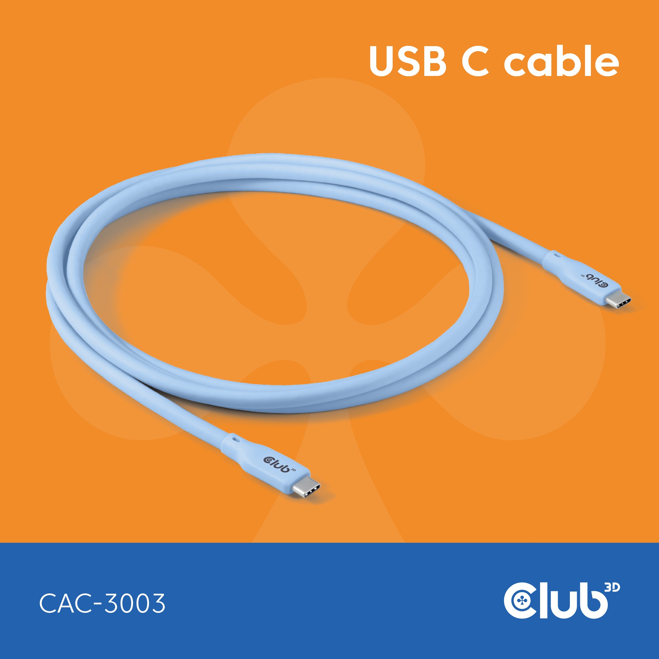 Club3D Lifestyle USB-C Kabel PD 240W.20Gbps 2m blau St/St