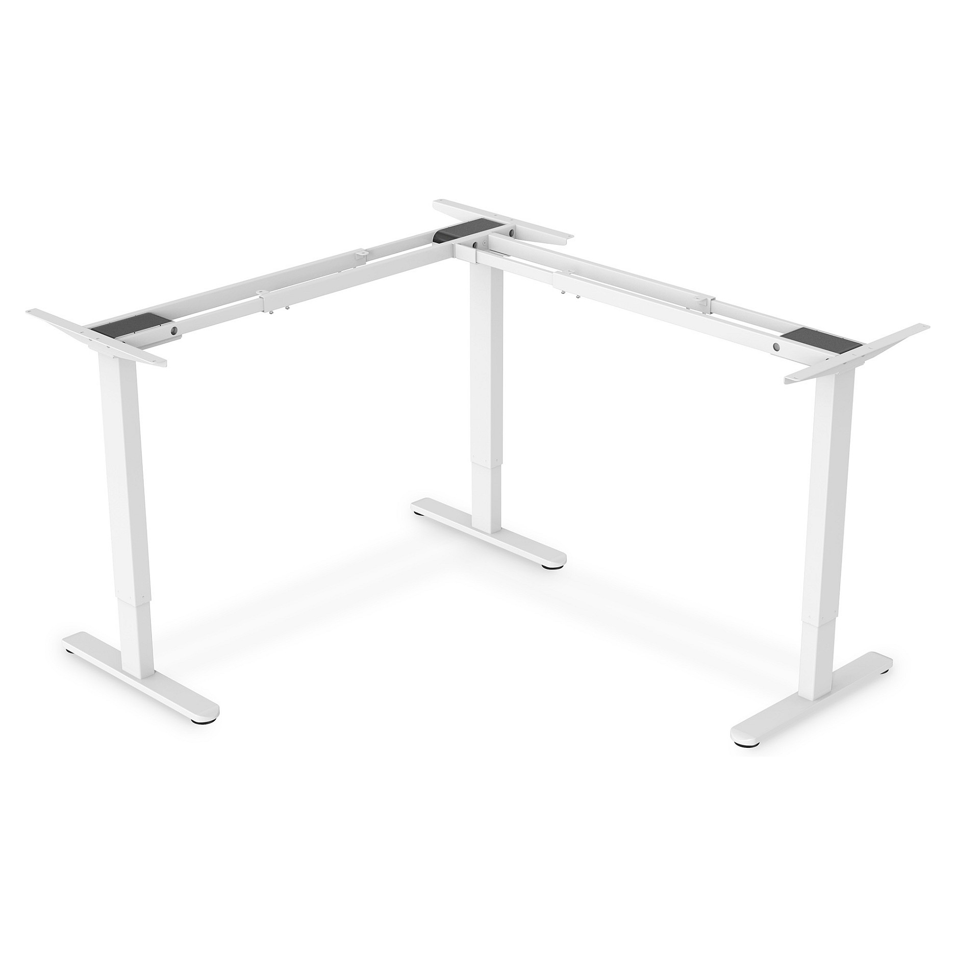 DIGITUS Elektrisch höhenverstellbares Tischgestell, 90° L-Form, Triple-Motor, 2-Stufen, Weiß