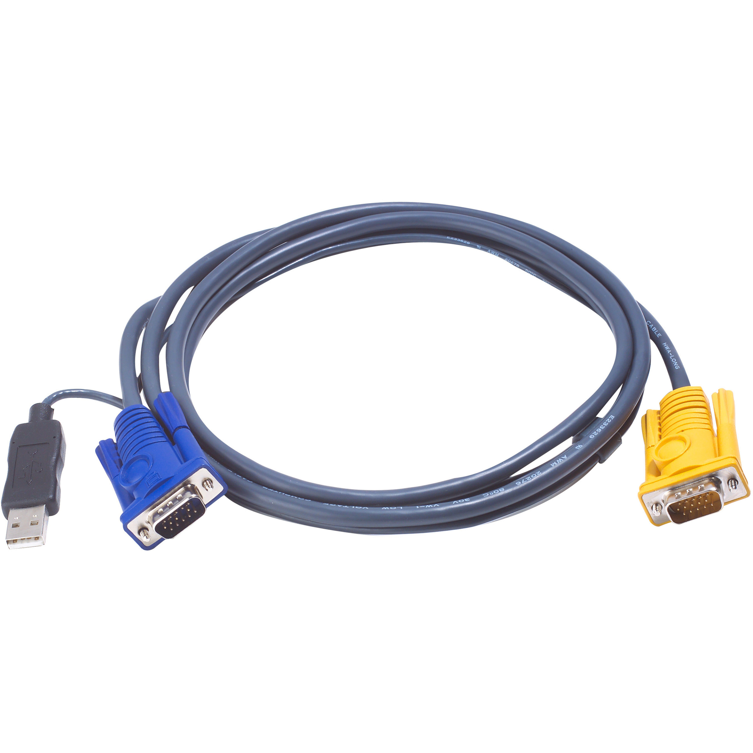 ATEN 2L-5202UP KVM-Kabel VGA USB mit eingebautem PS/2-USB-Konverter schwarz 1.8m
