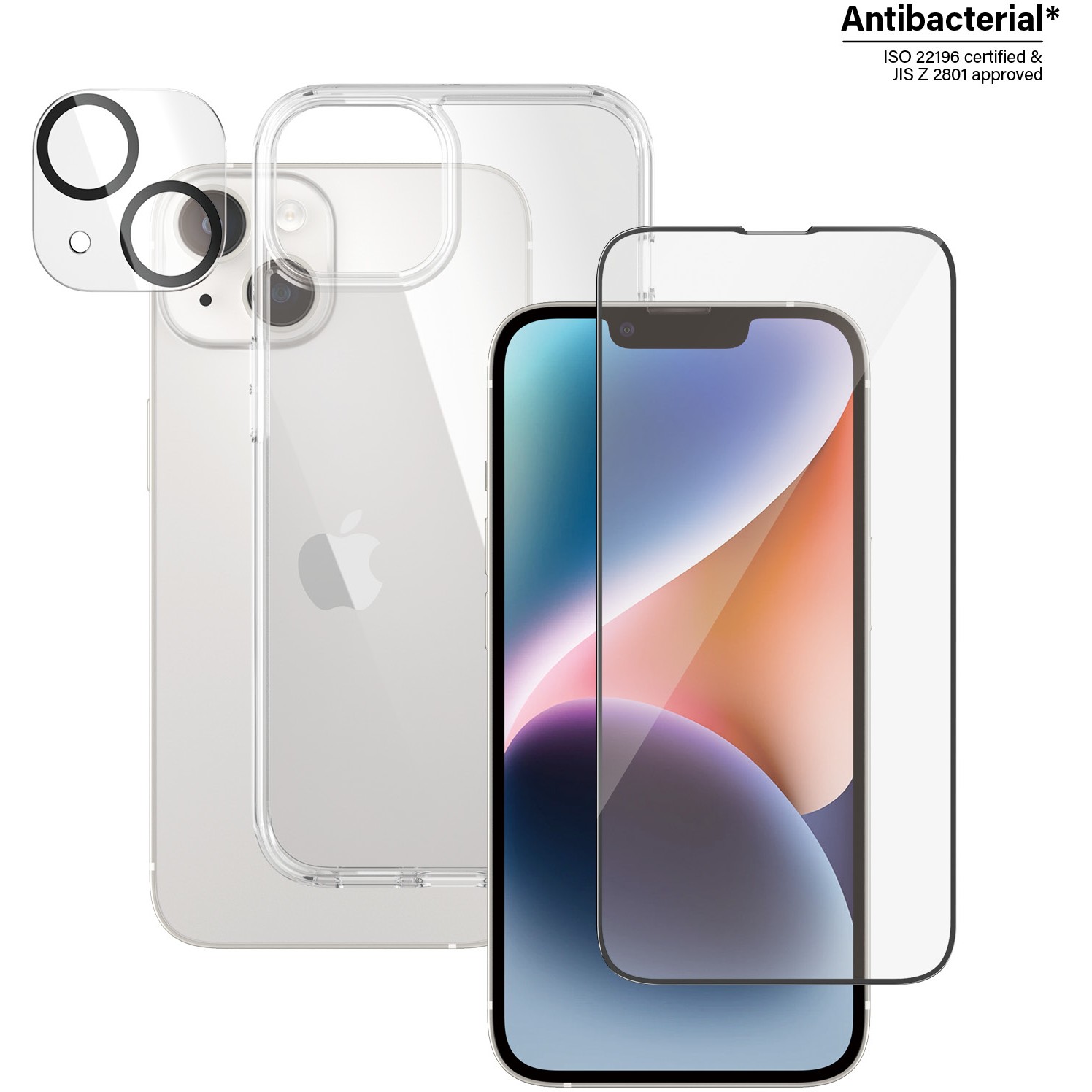 PanzerGlass f. iPhone 14. Bundle Clear Glass+Case