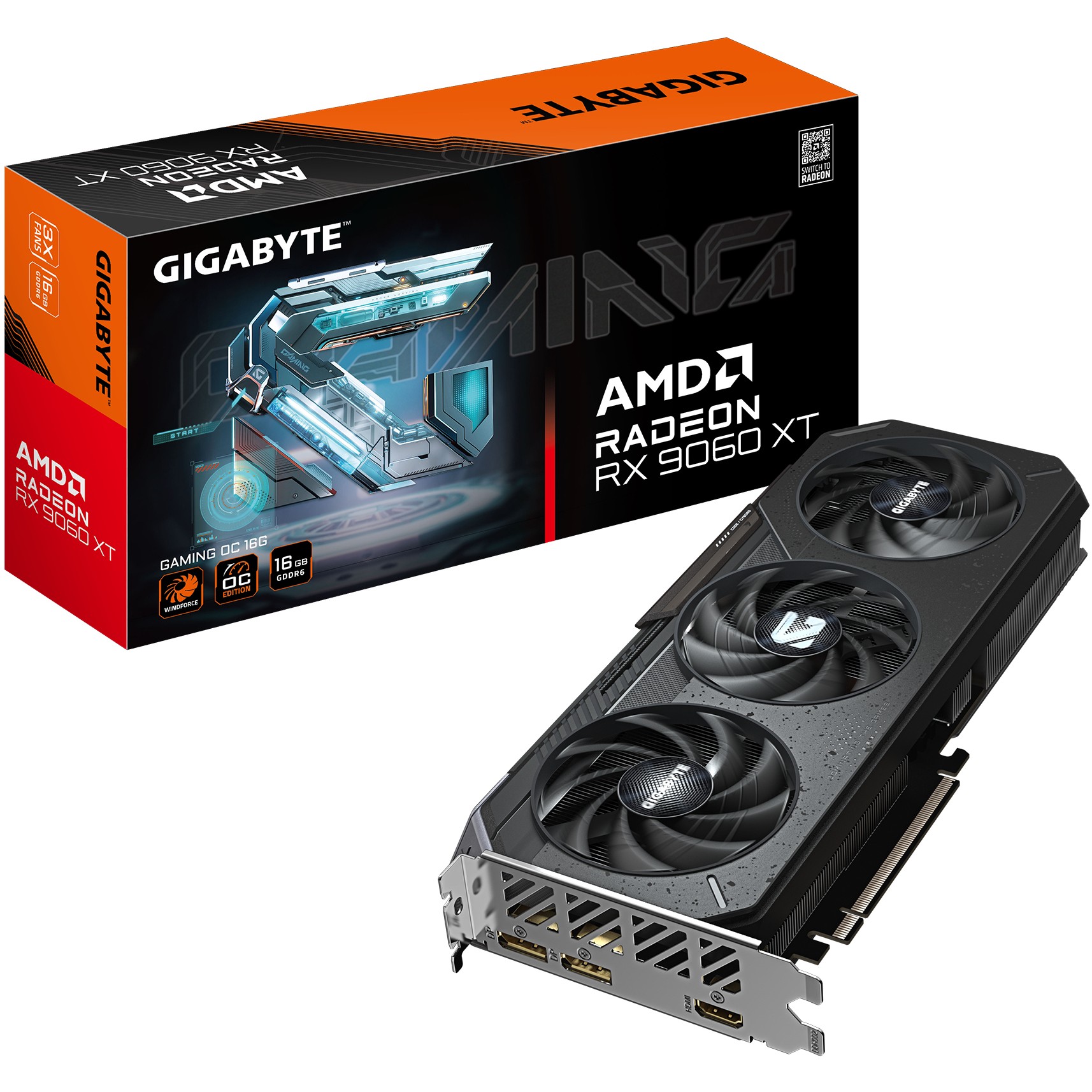 RX 9060 XT 16GB Gigabyte Radeon Gaming OC GDDR6 3 Fan