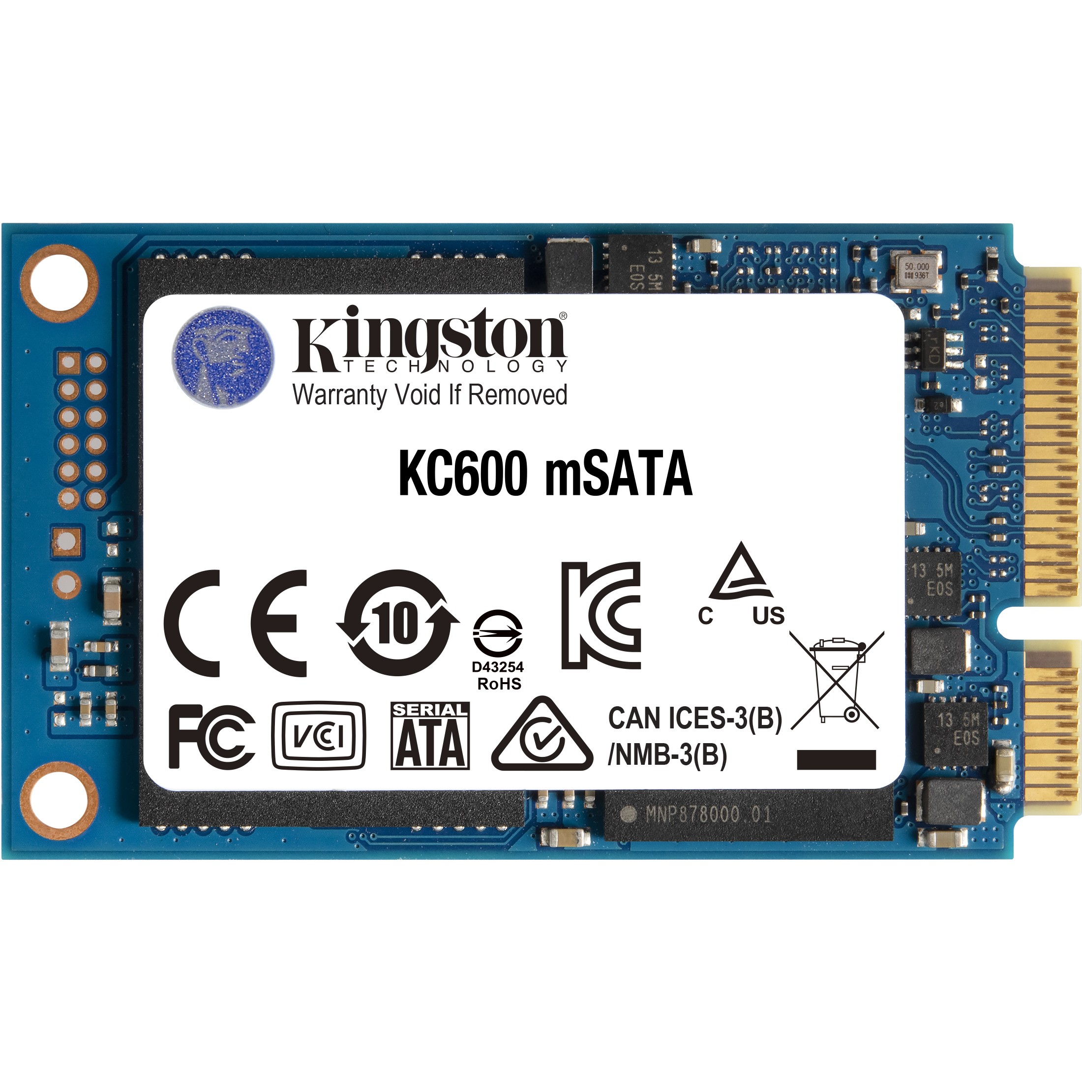 Kingston KC600 - verschlüsselt - 256 GB - intern - mSATA - SATA 6Gb/s - 256-Bit-AES - TCG Opal Encryption. Self-Encrypting Drive (SED)
