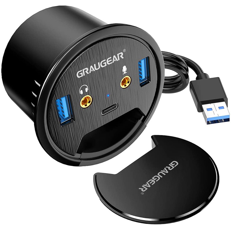 GRAUGEAR USB 3.0 Tisch Hub mit Audio- und Mikrofonanschluss