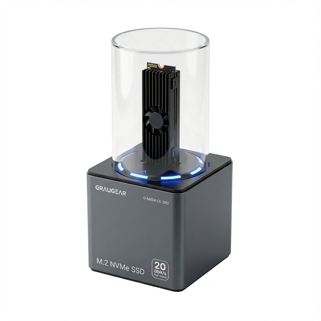GRAUGEAR DM.2 Klone Station M.2 NVMe SSD mit Lüfter 20Gbit