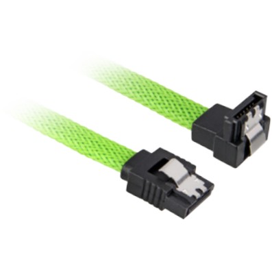 Sharkoon Kabel SATA III 90° sleeve 0.45m grün