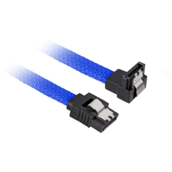 Sharkoon Kabel SATA III 90° sleeve 0.45m blau
