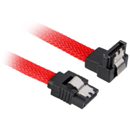 Sharkoon Kabel SATA III 90° sleeve 0.45m rot