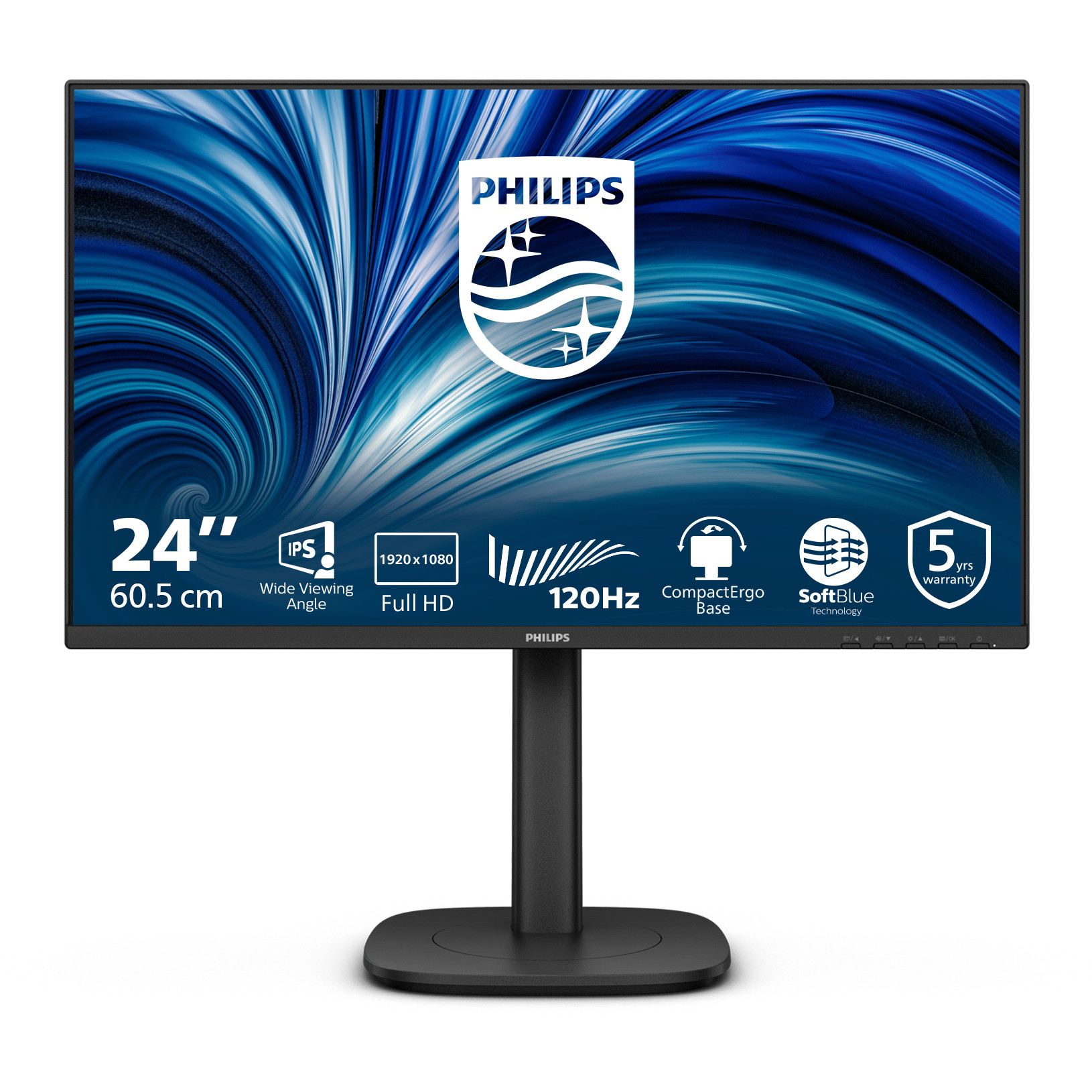PHILIPS 60,45cm 23,8Zoll 1920x1080 120Hz IPS Flat H/A 150 MM TUV EyeSafe certified USB HUB SPEAKERS DP HDMI 300cd/m2 TCO 10