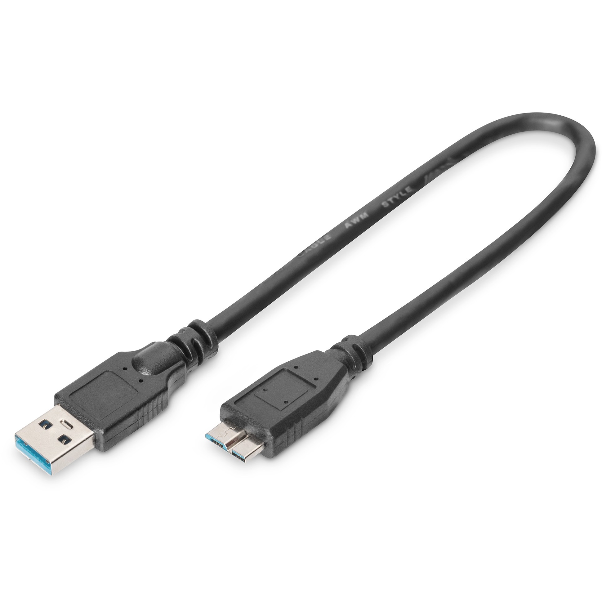 DIGITUS USB 3.0 Anschlusskabel Typ A -mikro B St/St 0.25m sw
