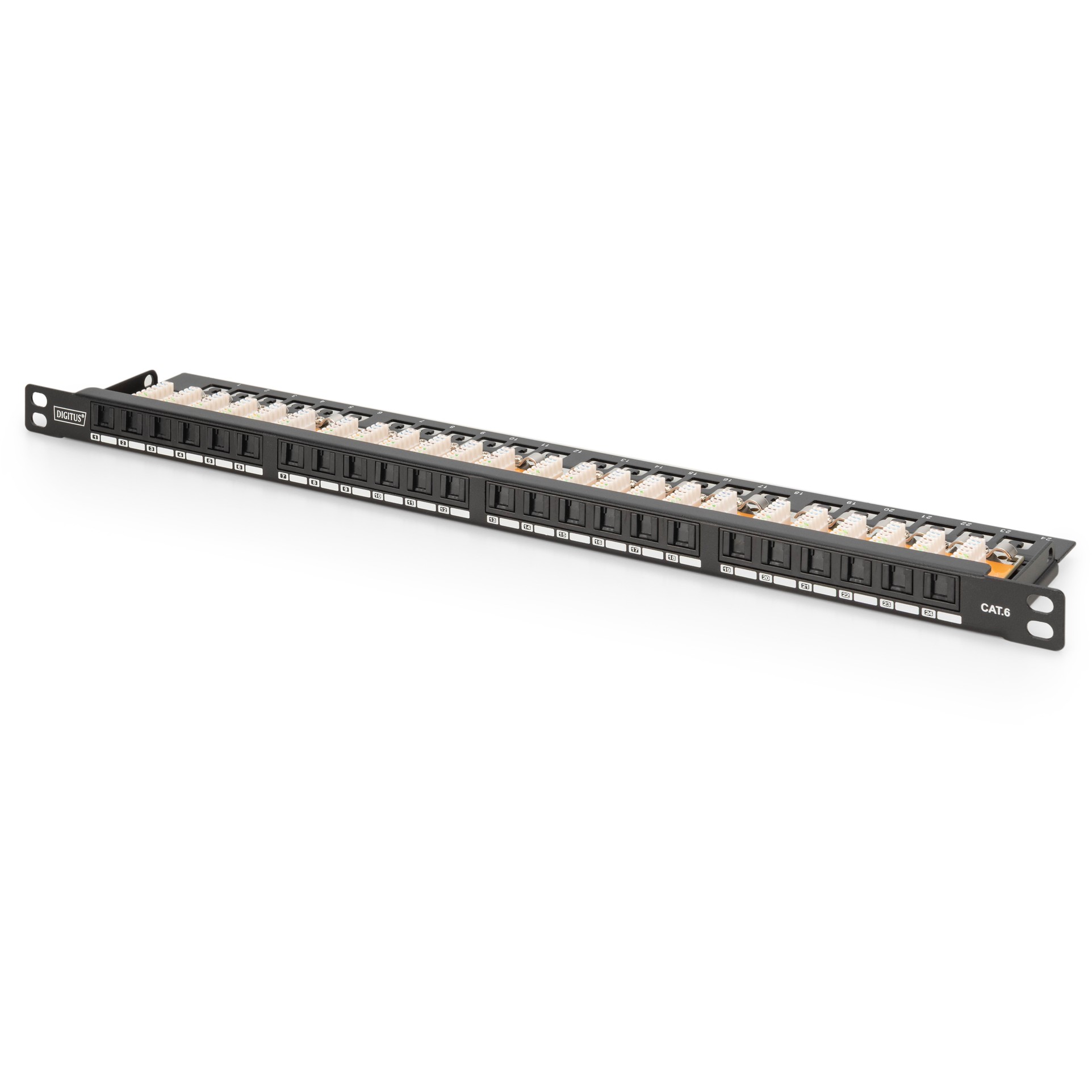 DIGITUS Patchpanel 0,5HE 24-Port Cat6 ungeschirmt schwarz