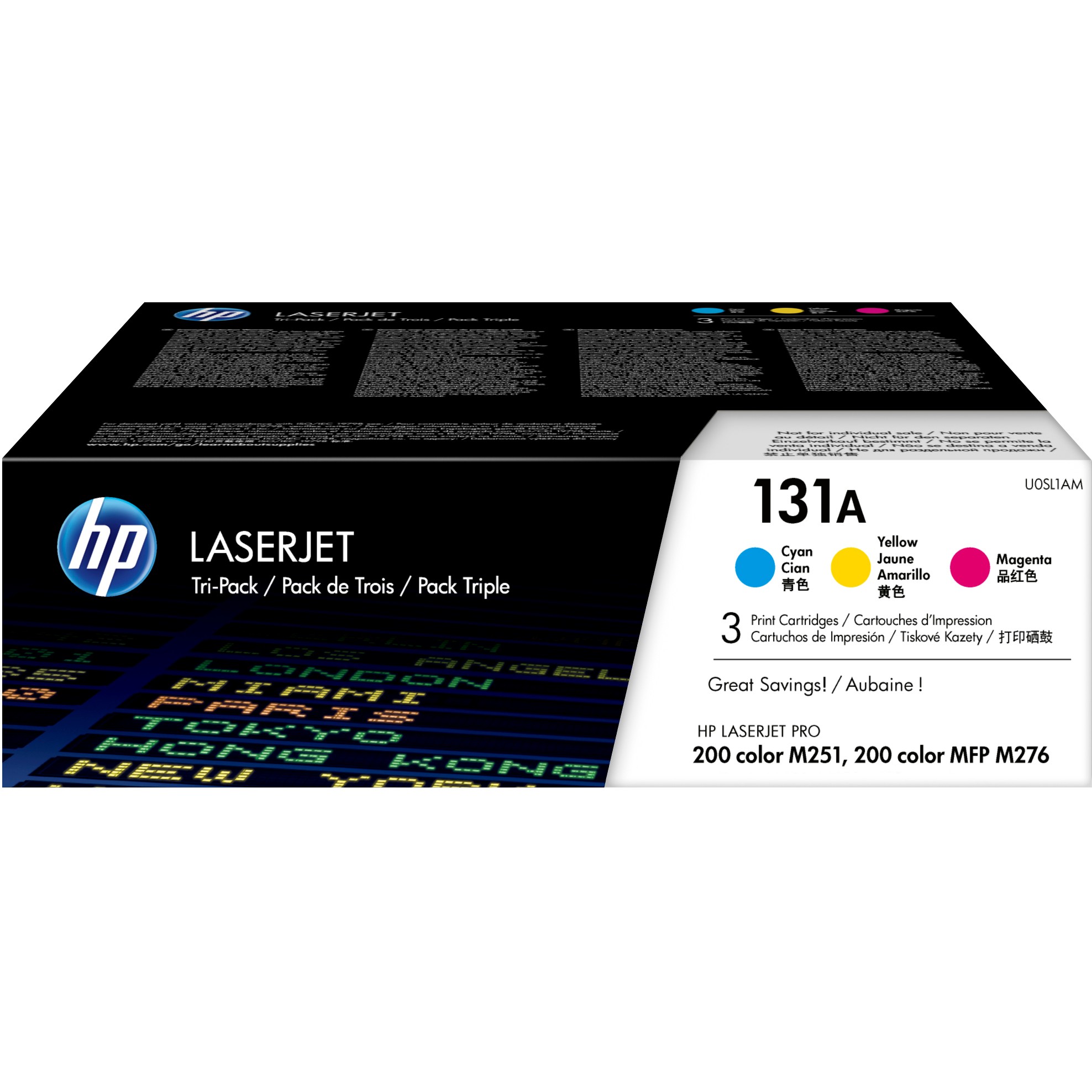 HP 131A original Toner cartridge U0SL1AM cyan magenta yellow standard capacity 3 x 1.800 pages 3-pack