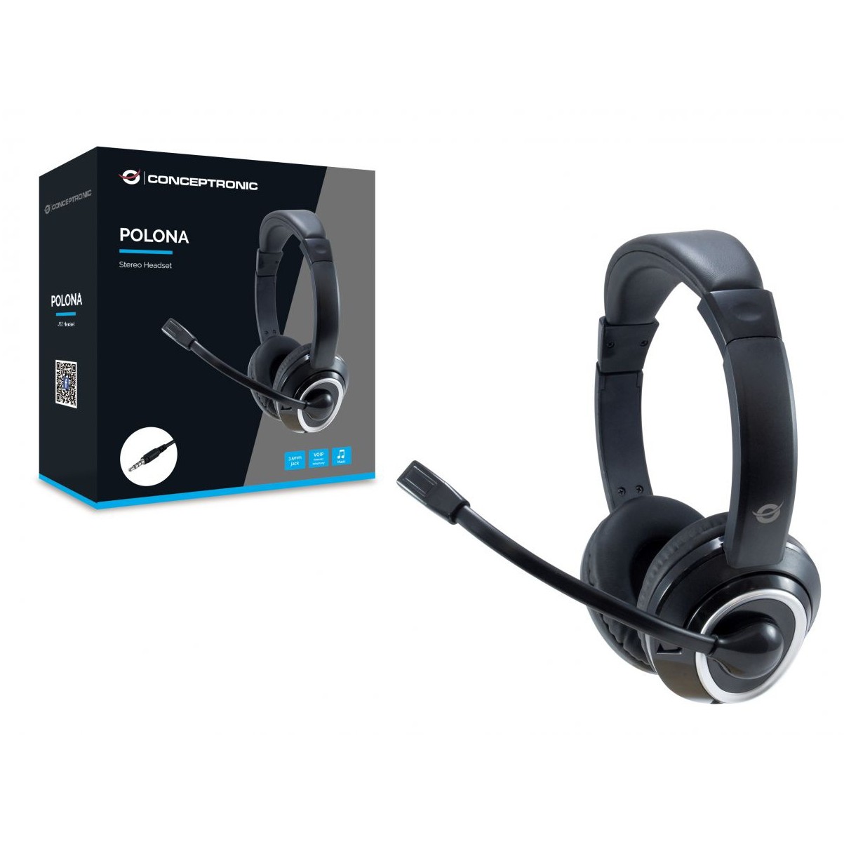 CONCEPTRONIC Headset Klinke Mikro,int.Bed.Stereo 2.0m sw