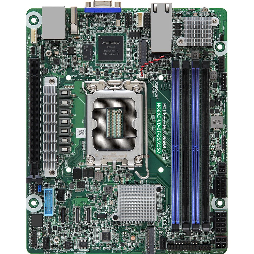 ASRock Mainboard W680D4ID-2T/G5/X550 mini-DTX Sockel 1700 DDR5-only Single