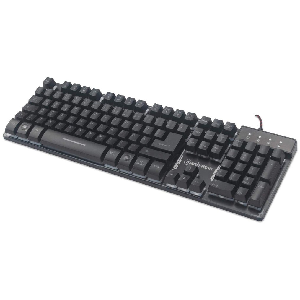 MANHATTAN USB-Gaming-Tastatur mit LEDs und Metallunterseite