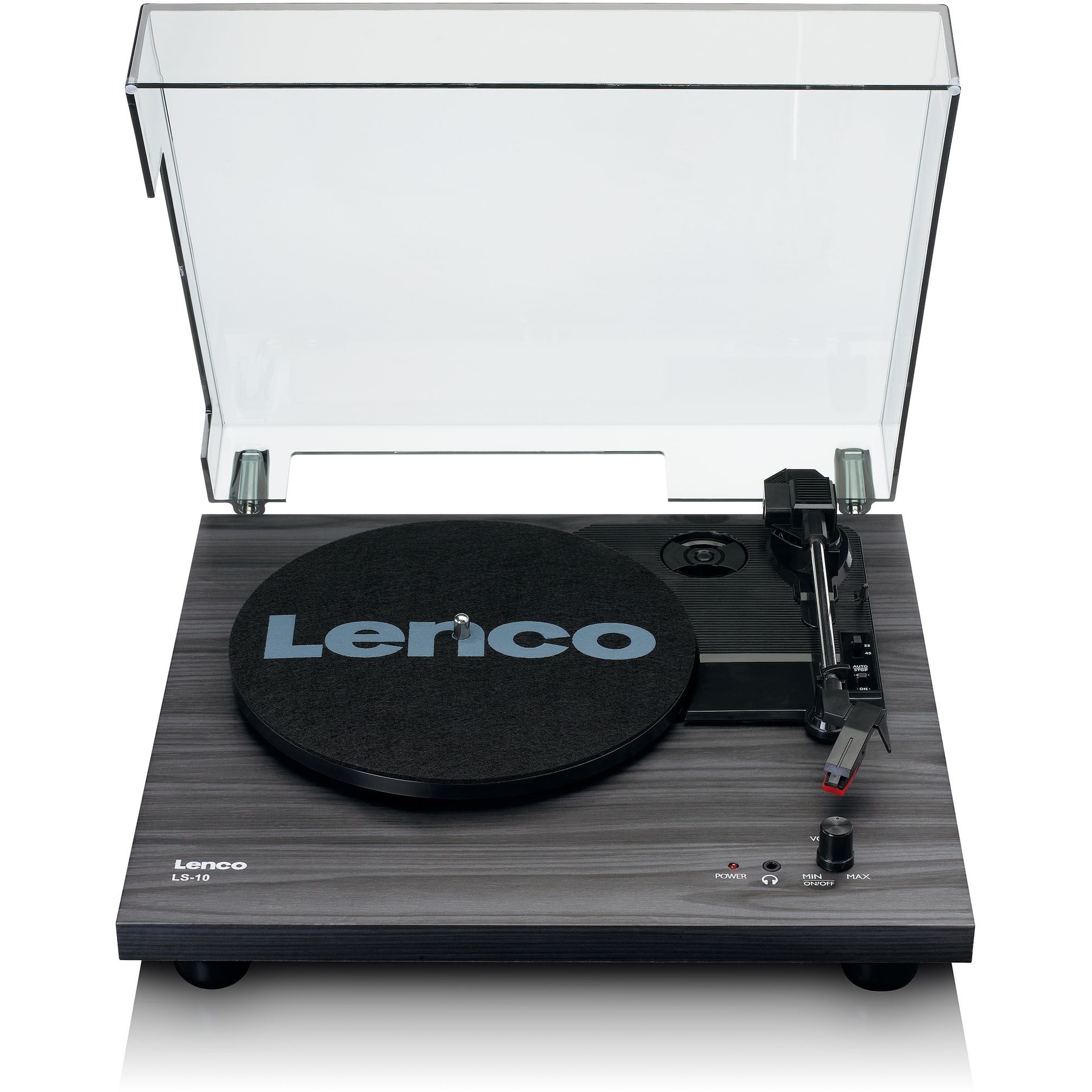 LENCO LS-10BK Plattenspieler mit Lautsprechern, schwarz/Holz