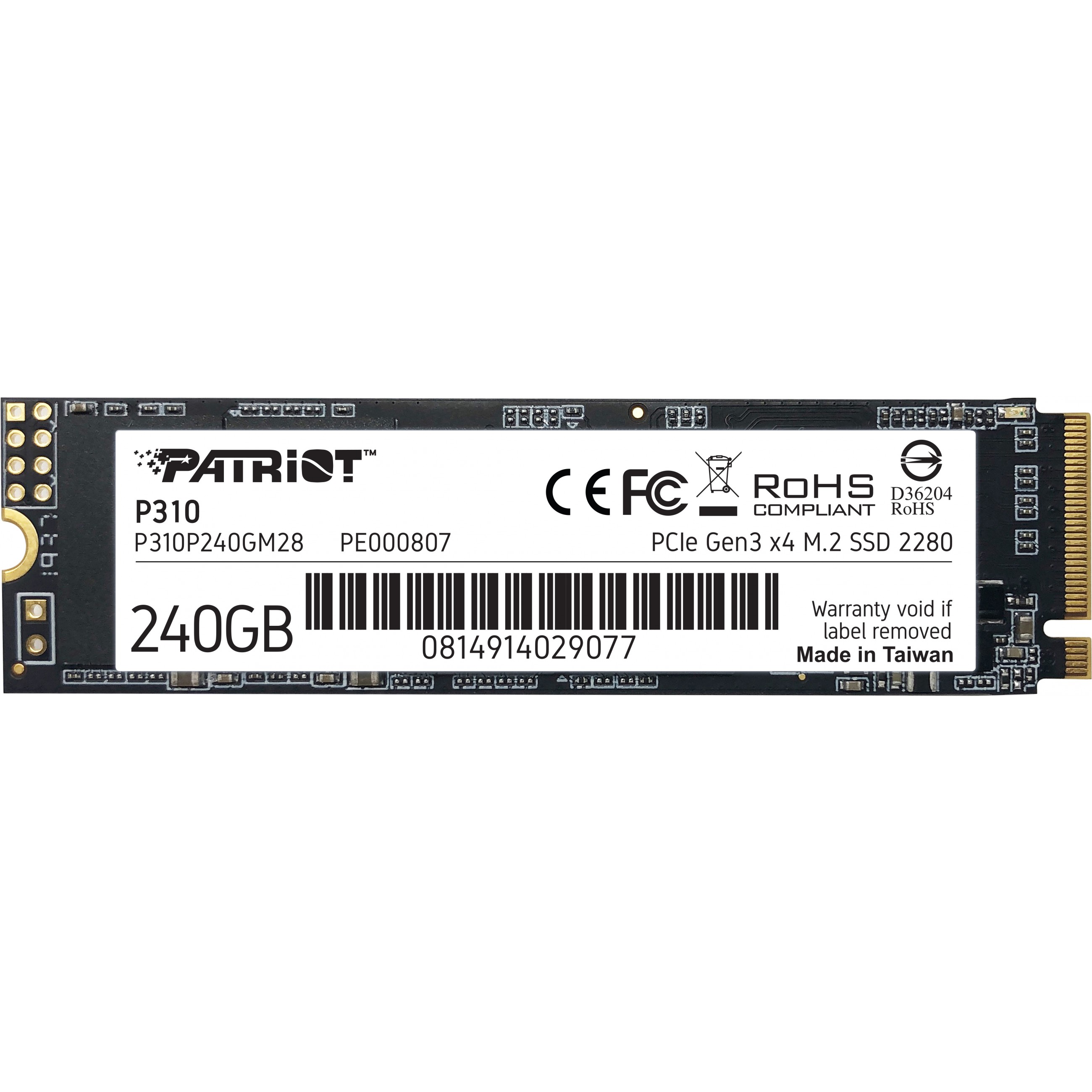 M.2 Patriot P310 240 GB (PCIe 3.0 x4, NVMe 1.3, M.2 2280)