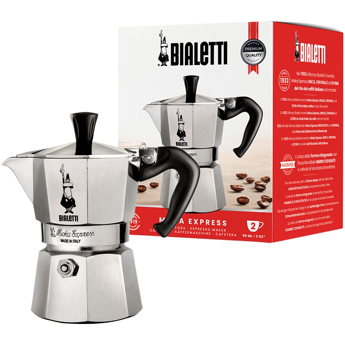 Bialetti Moka Express - silber - Aluminium - für 2 Tassen