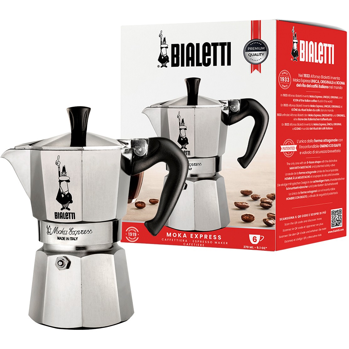 Bialetti Moka Express - silber - Aluminium - für 6 Tassen