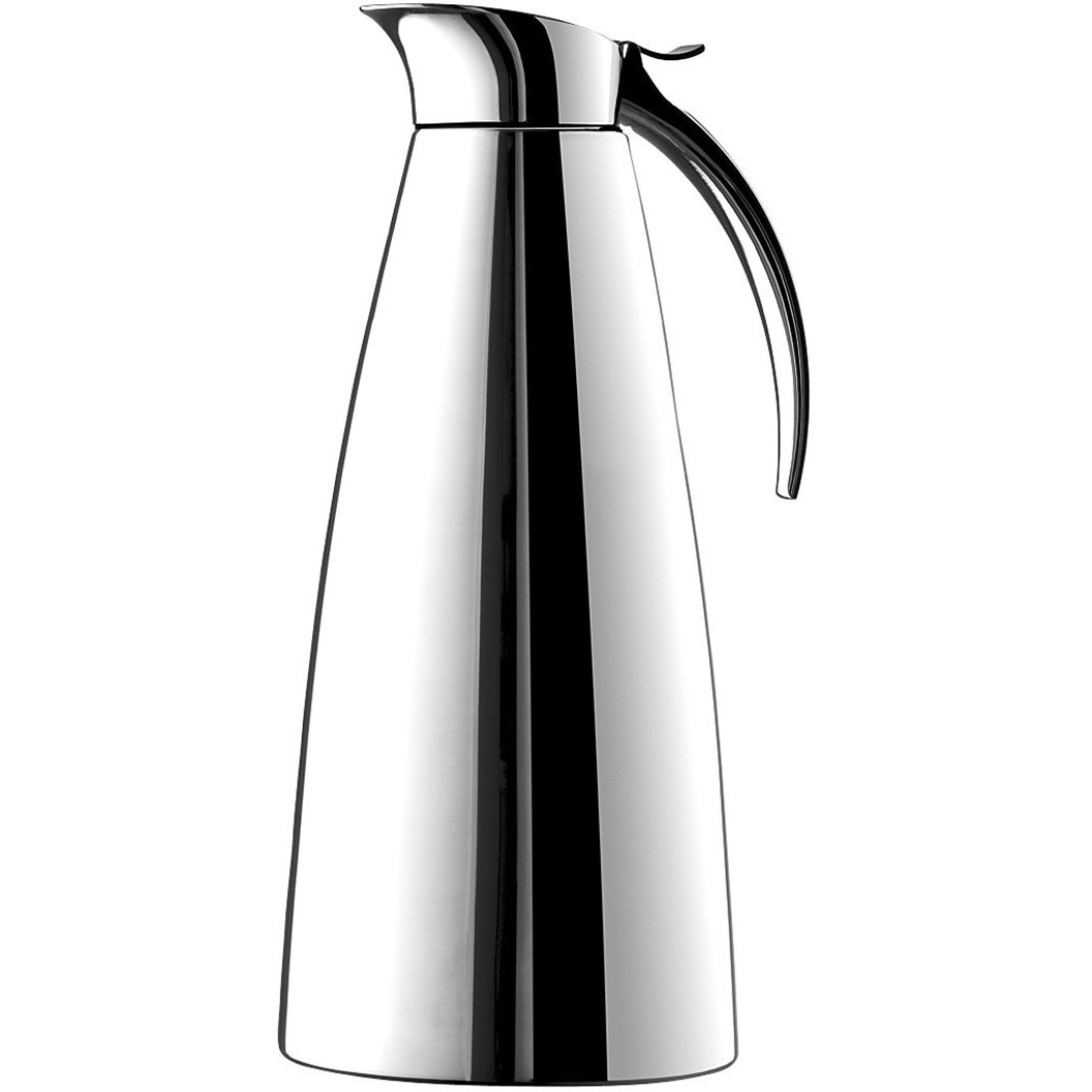 Emsa 502664 Eleganza Isolierkanne, 1,3 Liter, Easy Open Verschluss, edelstahl