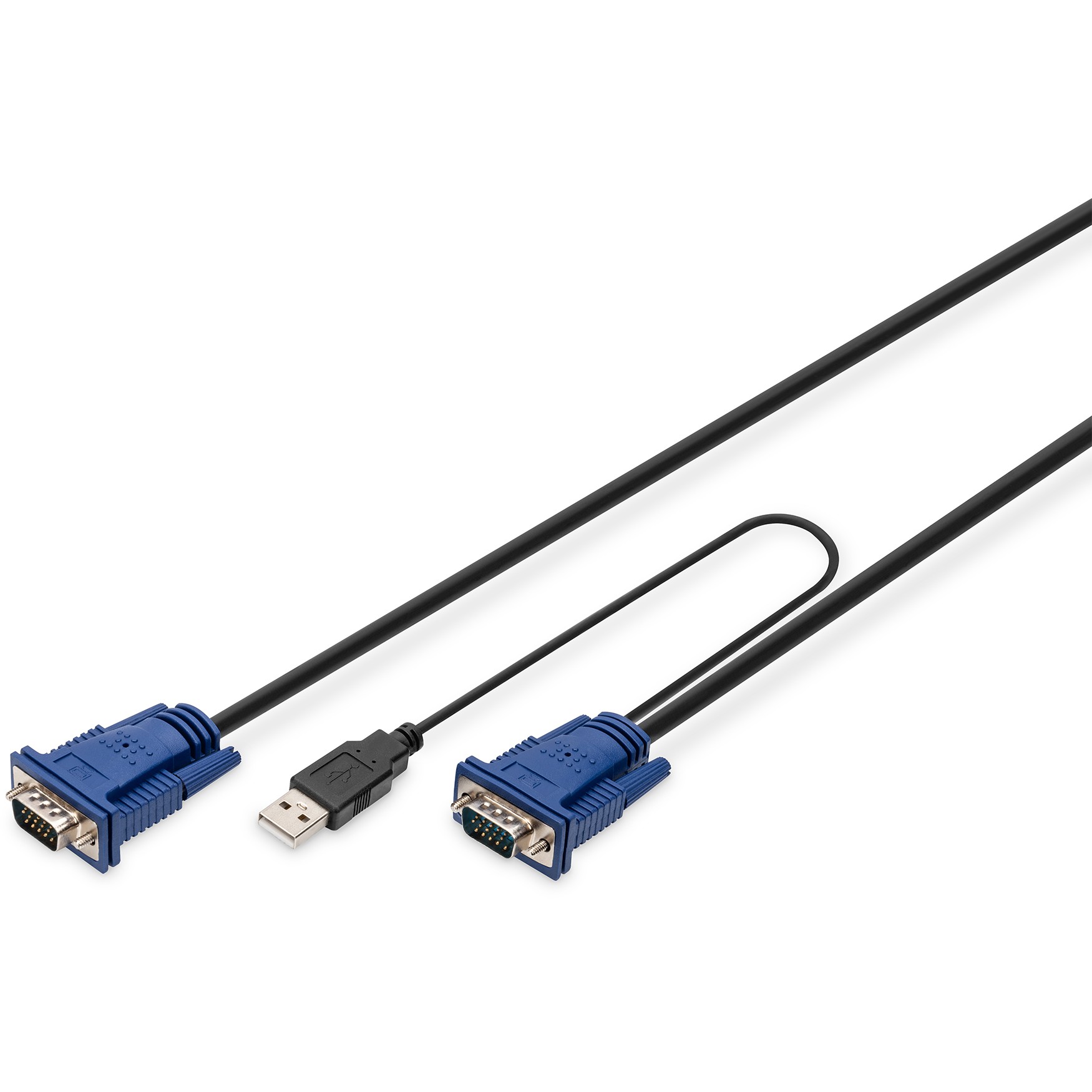 KVM Kabel-Satz.VGA.PS/2-Mouse.PS/2-Keyboard. USB HD DB15/M.2xMiniDIN6/M. USB typeA/M - HD DB15/M schwarz. 3.0 m DIGITUS