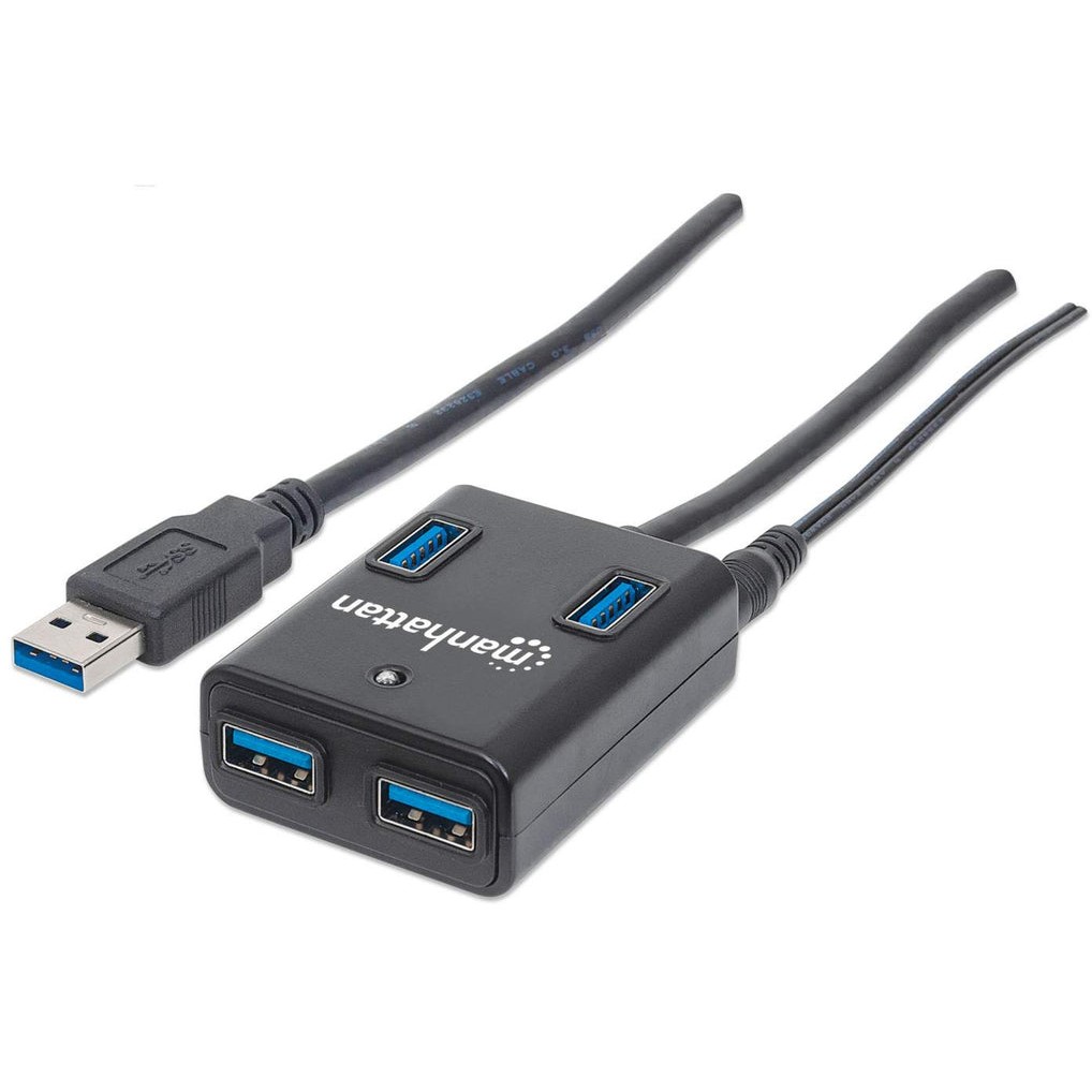 MANHATTAN USB-HUB 4-Port USB 3.0 schwarz mit Netzteil